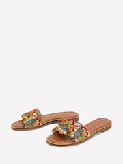 Boden Pink Beaded Flower Flat Sandals - Image 3 of 5