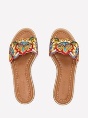 Boden Pink Beaded Flower Flat Sandals - Image 4 of 5