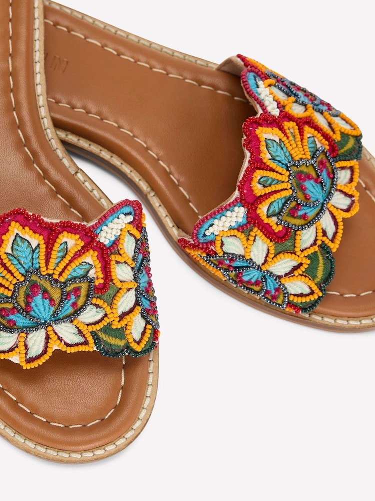 Boden Pink Beaded Flower Flat Sandals - Image 5 of 5