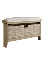 K Interiors Smoked Oak Embleton Solid Wood Corner Hall Bench - Image 2 of 6