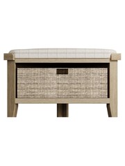 K Interiors Smoked Oak Embleton Solid Wood Corner Hall Bench - Image 3 of 6