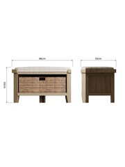 K Interiors Smoked Oak Embleton Solid Wood Corner Hall Bench - Image 6 of 6