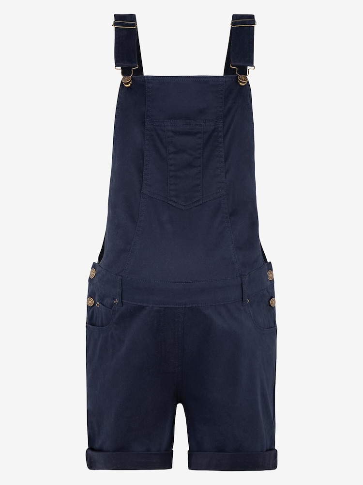 JoJo Maman Bébé Navy Blue Denim Short Maternity Dungarees - Image 3 of 3