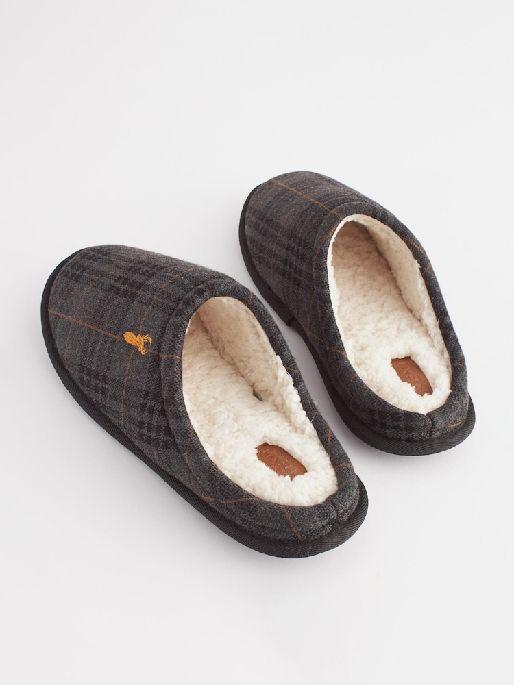 Grey Check Mule Slippers - Image 4 of 6
