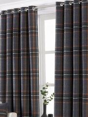 Riva Paoletti Rust Aviemore Tartan Faux Wool Eyelet Curtains - Image 1 of 1