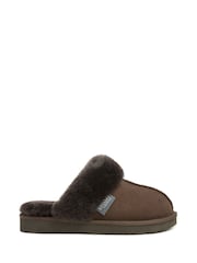 Celtic & Co. Brown Studio Fur Edge Mule Slippers - Image 2 of 6