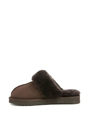 Celtic & Co. Brown Studio Fur Edge Mule Slippers - Image 3 of 6