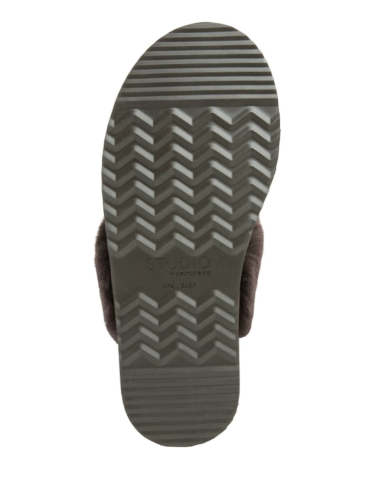Celtic & Co. Brown Studio Fur Edge Mule Slippers - Image 6 of 6 Celtic & Co. Brown Studio Fur Edge Mule Slippers - Image 6 of 6