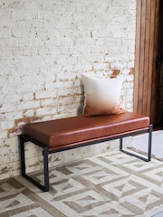 French Connection Conkor Brown Quartz Leather Look Bench - Image 1 of 4
