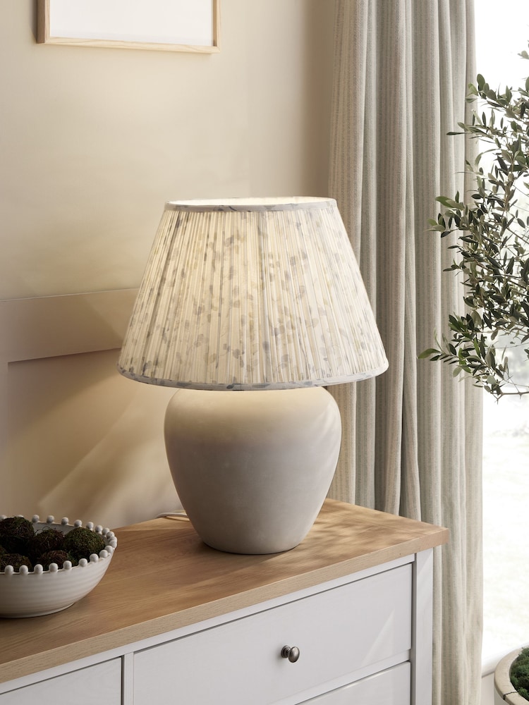 White Blue Floral Pleated Lamp Shade - Image 2 of 5 White Blue Floral Pleated Lamp Shade - Image 2 of 5