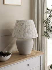 White  Blue Floral Pleated Lamp Shade - Image 3 of 5
