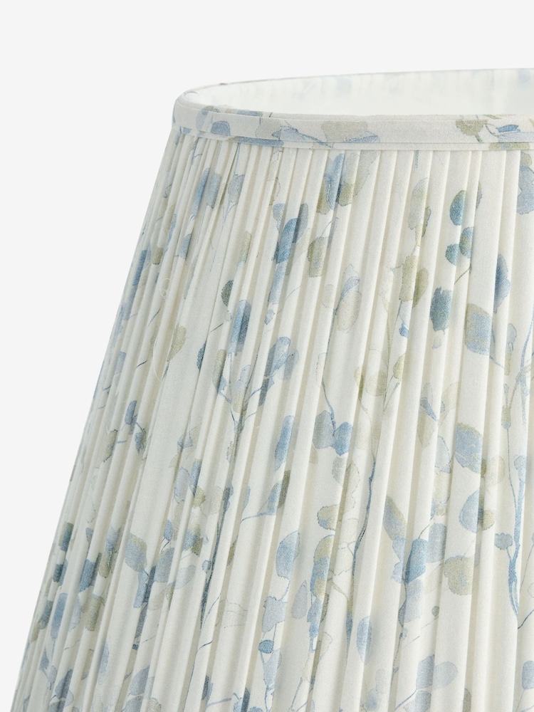 White Blue Floral Pleated Lamp Shade - Image 5 of 5 White Blue Floral Pleated Lamp Shade - Image 5 of 5