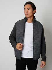 Threadbare Grey Zip Up Quilted Fleece Jacket - Image 1 of 4