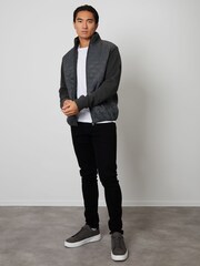 Threadbare Grey Zip Up Quilted Fleece Jacket - Image 3 of 4