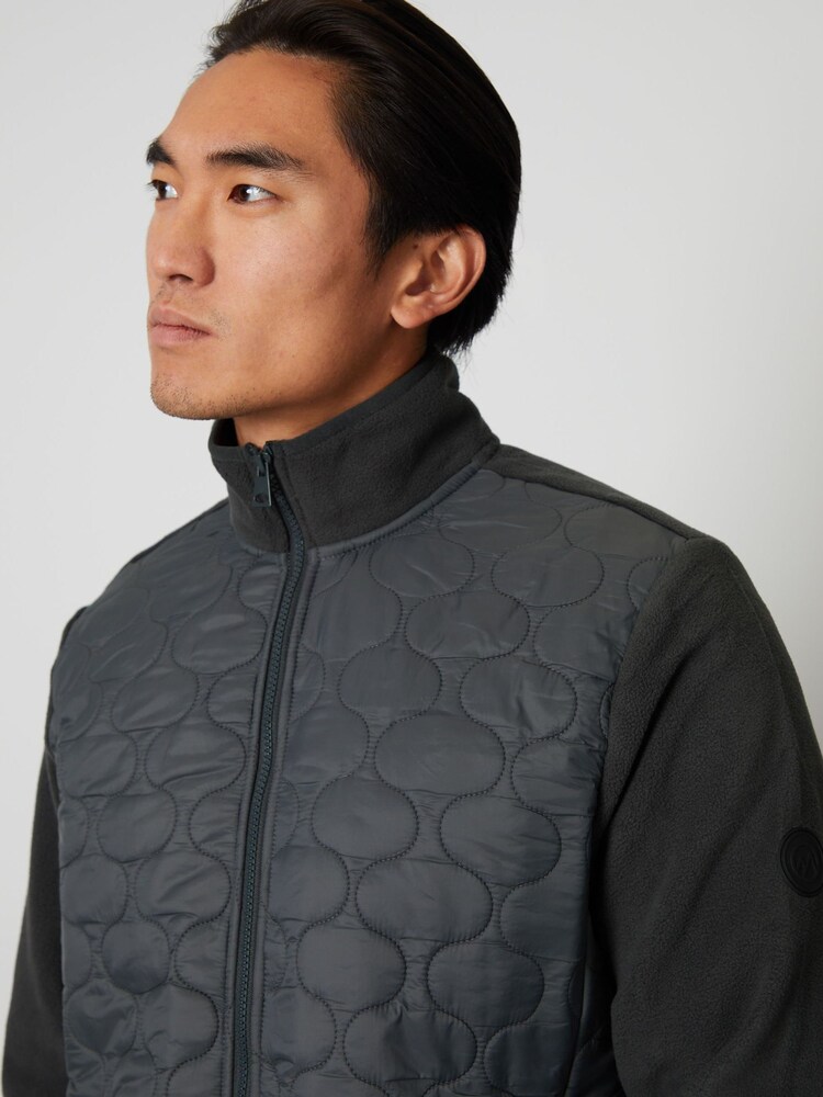 Threadbare Grey Zip Up Quilted Fleece Jacket - Image 4 of 4