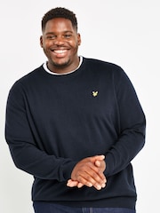 Lyle & Scott Navy Plus Crew Neck Cotton Merino Jumper - Image 1 of 5