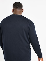 Lyle & Scott Navy Plus Crew Neck Cotton Merino Jumper - Image 2 of 5