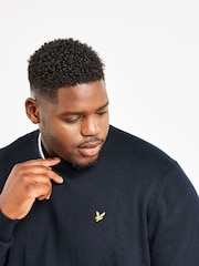 Lyle & Scott Navy Plus Crew Neck Cotton Merino Jumper - Image 4 of 5
