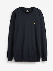Lyle & Scott Navy Plus Crew Neck Cotton Merino Jumper - Image 5 of 5