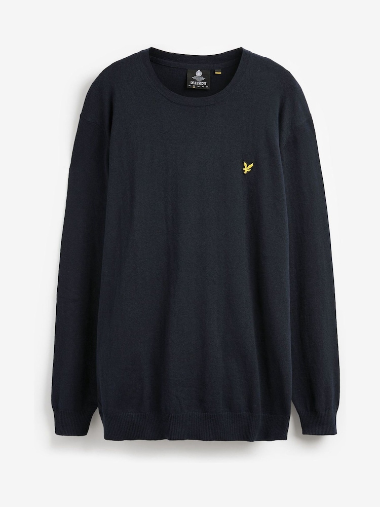 Lyle & Scott Navy Plus Crew Neck Cotton Merino Jumper - Image 5 of 5