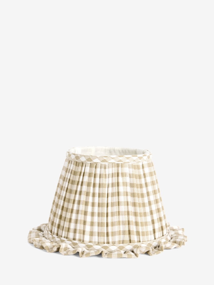 Natural Gingham Pleated Lamp Shade - Image 1 of 8