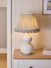 Natural Gingham Pleated Lamp Shade - Image 2 of 8