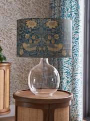 Clarke and Clarke Clear/Blue Strawberry Thief Table Lamp - Image 2 of 4