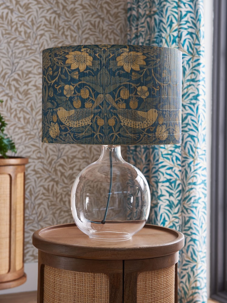 Clarke and Clarke Clear/Blue Strawberry Thief Table Lamp - Image 2 of 4