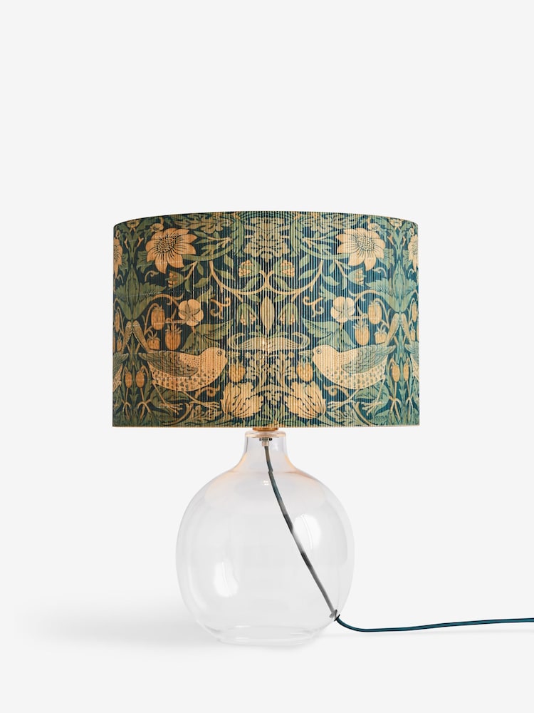 Clarke and Clarke Clear/Blue Strawberry Thief Table Lamp - Image 4 of 4