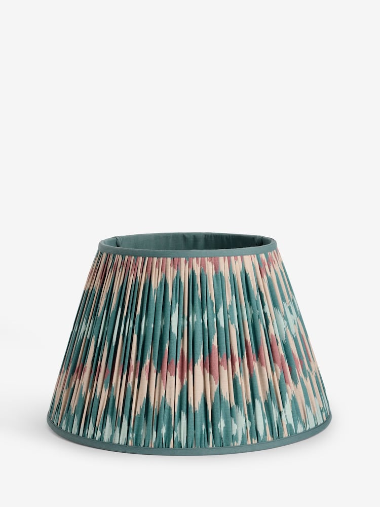 Teal Blue Ikat Pleated Lamp Shade - Image 1 of 5 Teal Blue Ikat Pleated Lamp Shade - Image 1 of 5