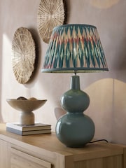 Teal Blue Ikat Pleated Lamp Shade - Image 2 of 5
