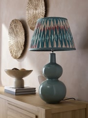 Teal Blue Ikat Pleated Lamp Shade - Image 3 of 5