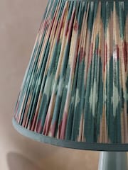 Teal Blue Ikat Pleated Lamp Shade - Image 4 of 5