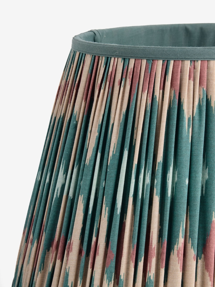 Teal Blue Ikat Pleated Lamp Shade - Image 5 of 5 Teal Blue Ikat Pleated Lamp Shade - Image 5 of 5