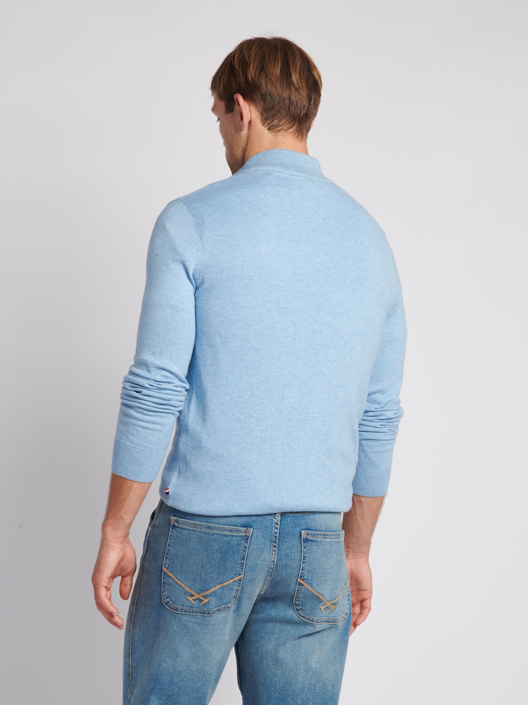 Buy U.S. Polo Assn. Blue Mens Funnel Neck Quarter Zip Knit