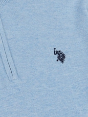 U.S. Polo Assn. Blue Mens Funnel Neck Quarter Zip Knit Jumper - Image 7 of 7