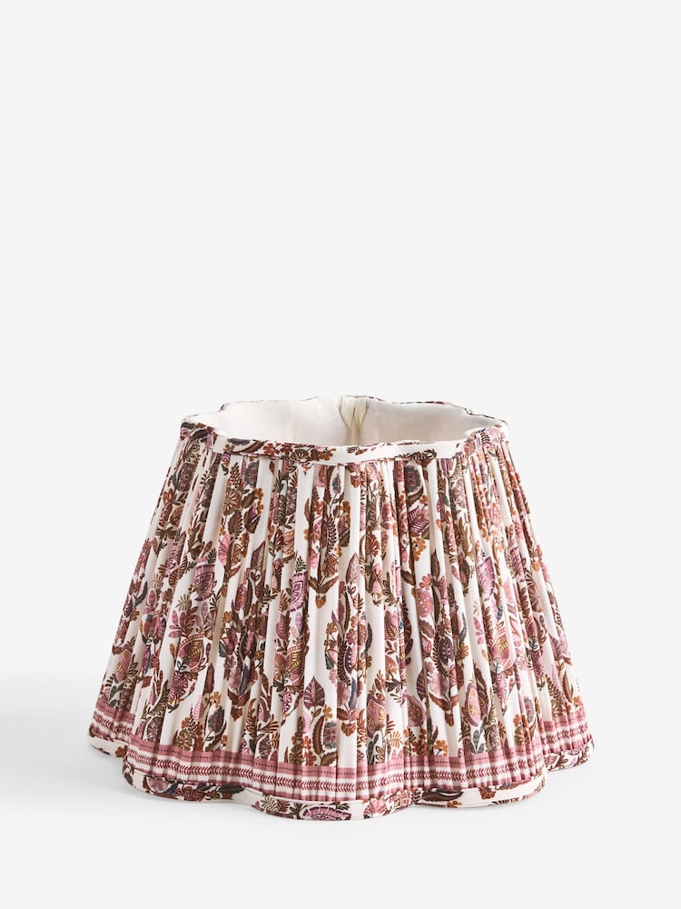 Red Scalloped Pleated Lamp Shade - Image 1 of 5 Red Scalloped Pleated Lamp Shade - Image 1 of 5