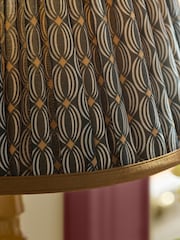 Green Geo Contrast Trim Pleated Lamp Shade - Image 4 of 5