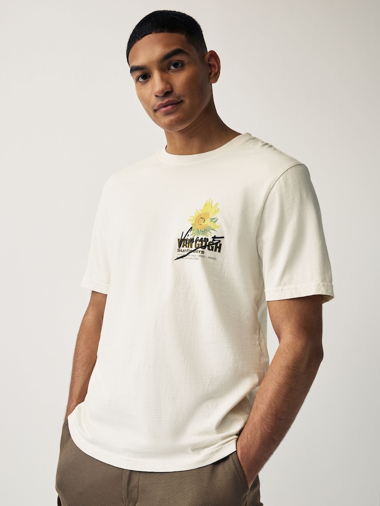 Ecru Van Gogh Sunflowers Artist Licence T-Shirt - Image 3 of 8