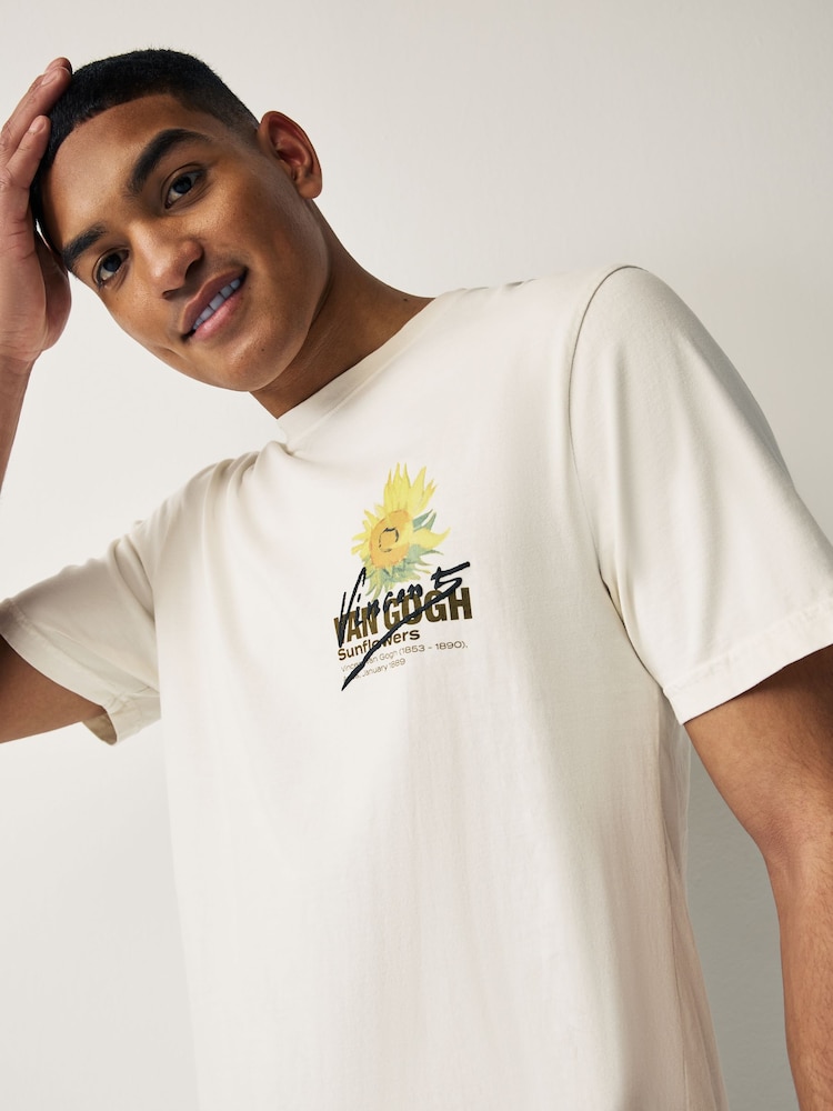 Ecru Van Gogh Sunflowers Artist Licence T-Shirt - Image 4 of 8