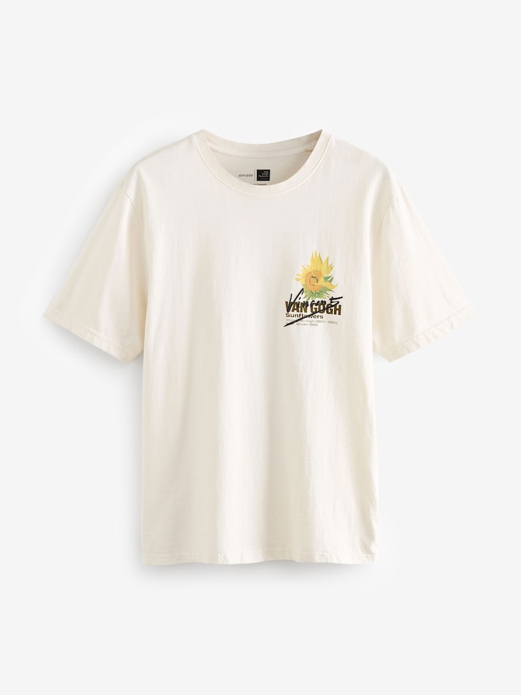Ecru Van Gogh Sunflowers Artist Licence T-Shirt - Image 5 of 8