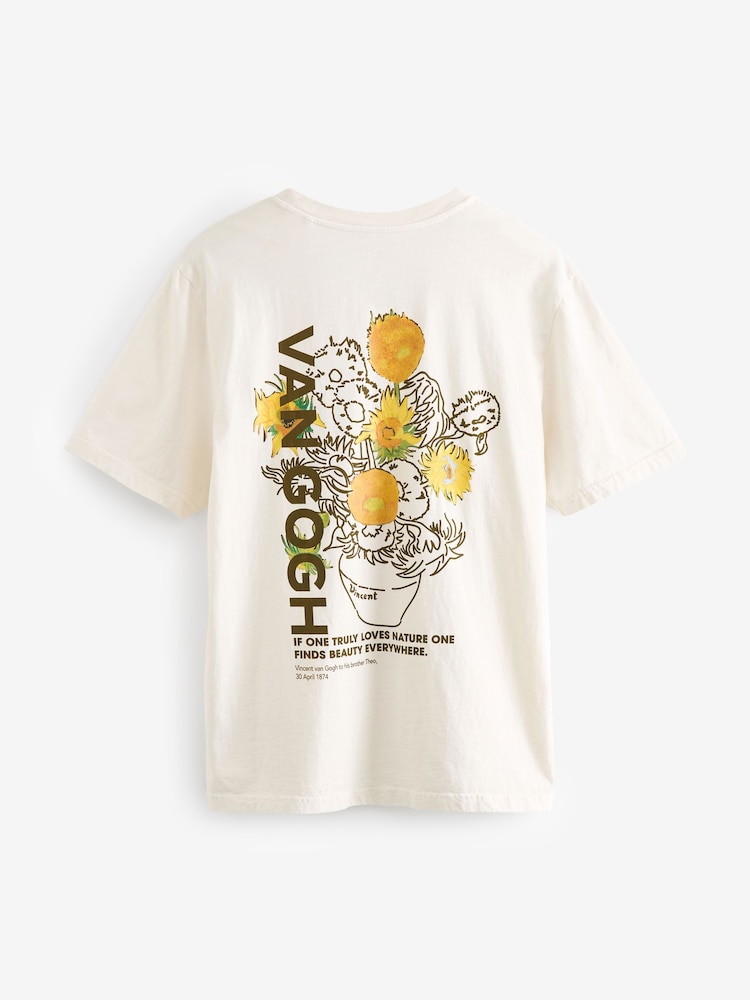 Ecru Van Gogh Sunflowers Artist Licence T-Shirt - Image 6 of 8