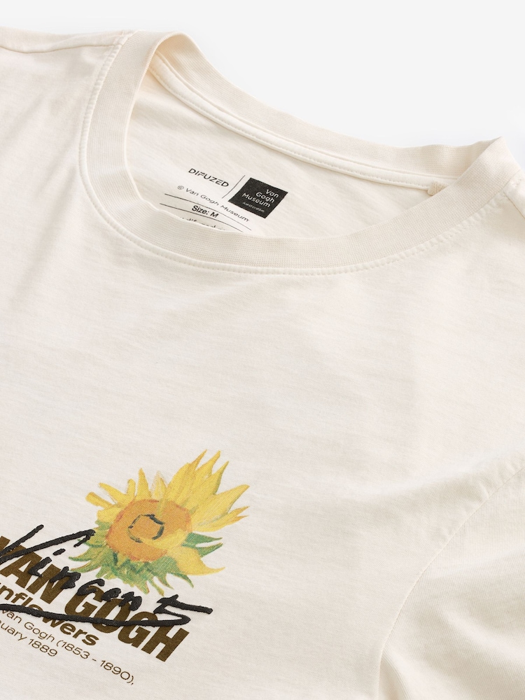 Ecru Van Gogh Sunflowers Artist Licence T-Shirt - Image 7 of 8
