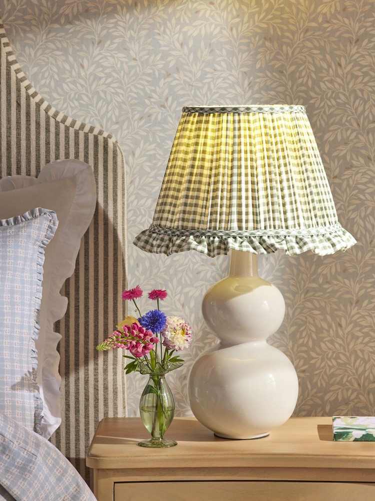 Green Gingham Pleated Lamp Shade - Image 2 of 6