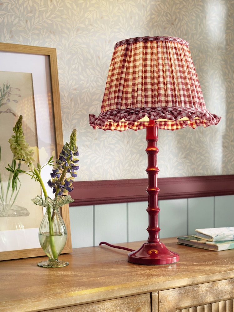 Red Gingham Pleated Lamp Shade - Image 2 of 6