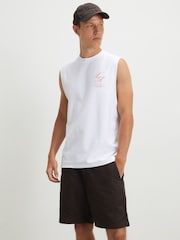River Island White LA Palm Tree Car Print Vest - Image 2 of 4