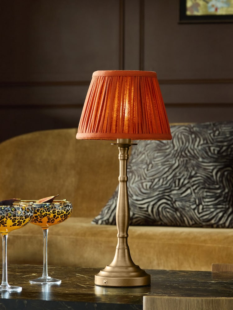 Orange Plain Pleated Lamp Shade - Image 2 of 5