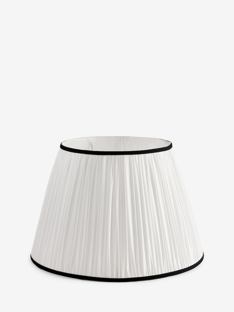 White and Black Plain Pleated Lamp Shade - Image 1 of 2