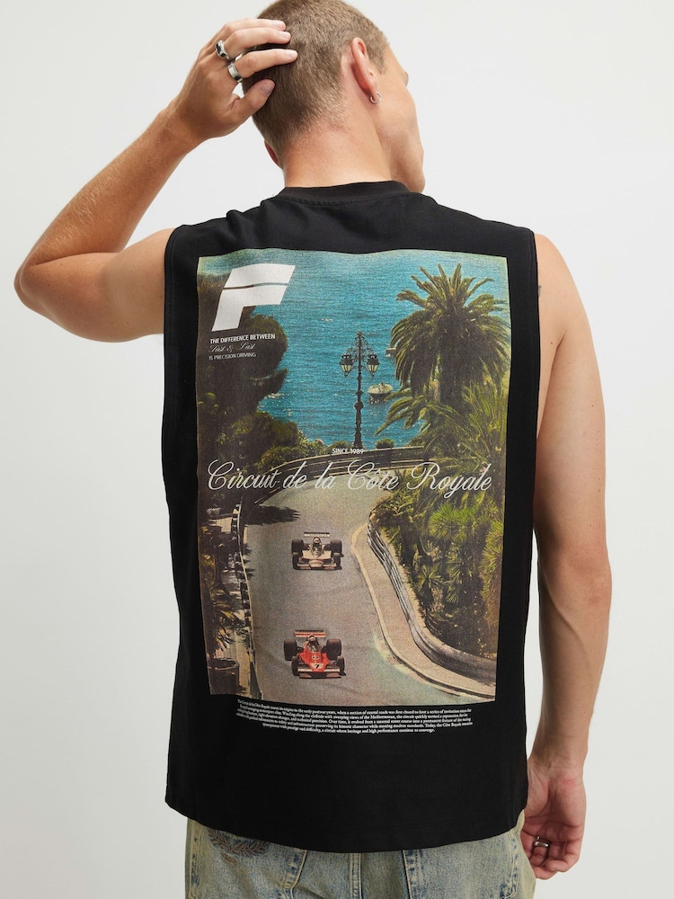River Island Black F1 Car Print Vest - Image 1 of 4