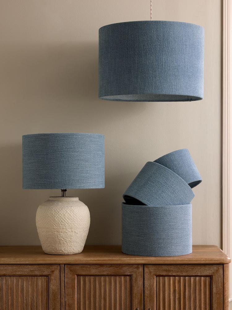 Blue Relaxed Linen Lamp Shade - Image 5 of 5